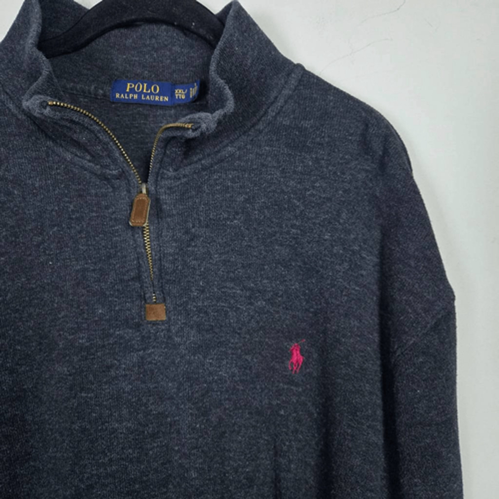 Polo Ralph Lauren Mens 1/4 Zip Sweater XXL Grey Neutral Preppy Layers Cozy Work - Picture 3 of 7